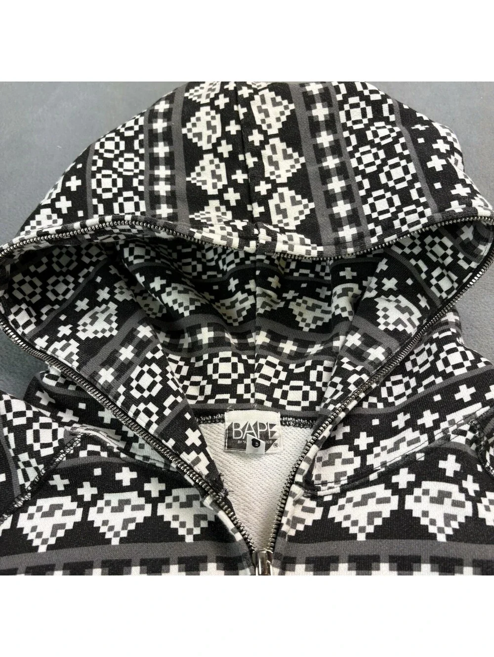 Bape Full Zip 8 Bit Diamond Hoodie Size Medium A Bathing Ape